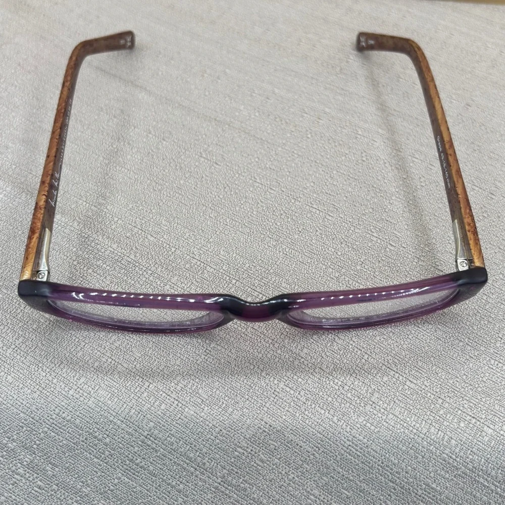 Nicole Miller Ooh La La Grape Purple Rectangular Eyeglass Frames Faux Wood 49-18